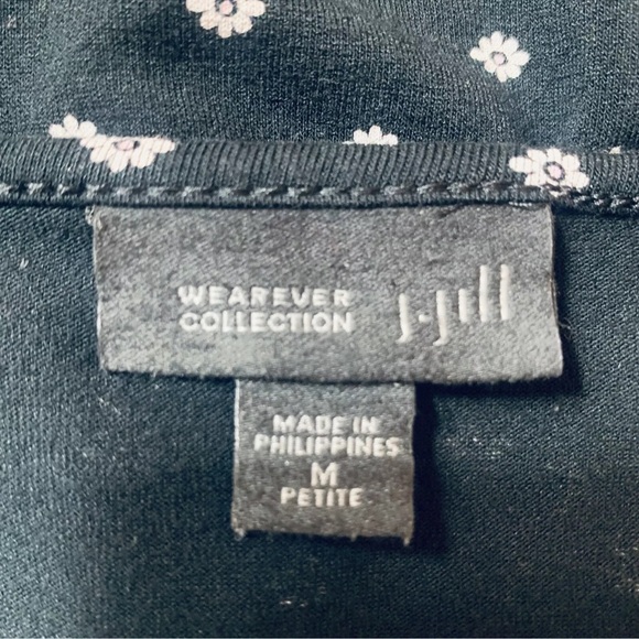 J. Jill Wearever Womens Petite MP Tunic Top Black Daisy Pintuck Stretch Keyhole - Picture 5 of 12